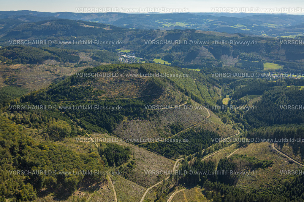 Lennestadt230909845Kickenbach | Luftbild, Waldschäden, Halberbracht, Lennestadt, Sauerland, Nordrhein-Westfalen, Deutschland