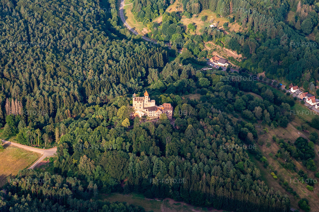 Luftbild: Burg Berwartstein in Erlenbach bei Dahn im Bundesland Rheinland-Pfalz in Deutschland. Foto: IMG_121918.jpg vom 01.08.2020 durch Werner Riehm/FLY-FOTO.de