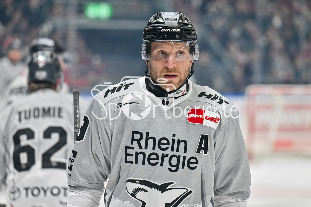 Augsburger Panther - Kölner Haie | im Bild Frederik STRORM (Koelner Haie #19) / Einzelfoto / Freisteller / nachdenklich / DEL: Augsburger Panther - Koelner Haie, Curt Frenzel Stadion am 02.03.2025
