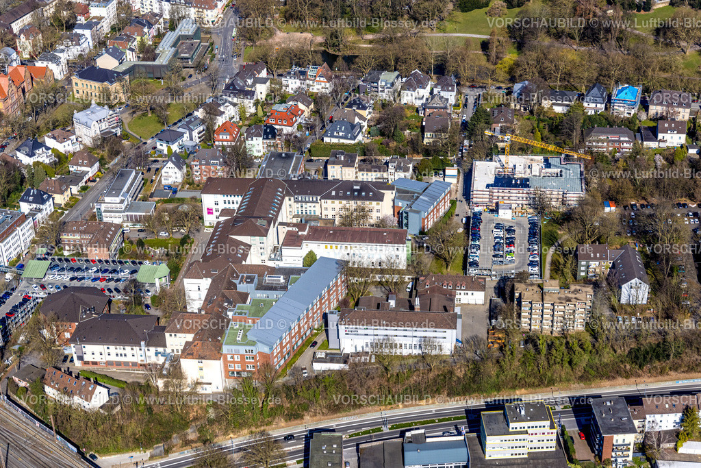 Bochum250301613 | Luftbild, Augusta Kliniken Bochum Hattingen Allgemeinkrankenhaus, Baustelle Augusta Patientenpark, Grumme, Bochum, Ruhrgebiet, Nordrhein-Westfalen, Deutschland