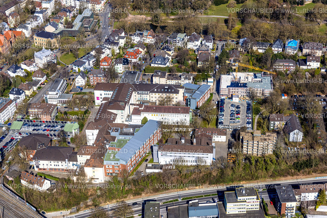 Bochum250301613 | Luftbild, Augusta Kliniken Bochum Hattingen Allgemeinkrankenhaus, Baustelle Augusta Patientenpark, Grumme, Bochum, Ruhrgebiet, Nordrhein-Westfalen, Deutschland