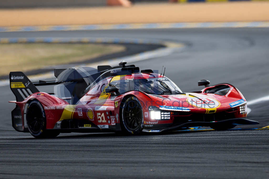 TP-20230605-101-147- | LE MANS,FRANCE,07.Jun.23 - MOTORSPORTS - WEC, FIA World Endurance Championships, 24 Hours of Le Mans, Circuit de la Sarthe, free practice 1. Image shows Alessandro Pier Guidi (ITA), James Calado (GBR) and Antonio Giovinazzi (ITA/Ferrari AF Corse). Photo: Trainproduction / Matthias Trinkl