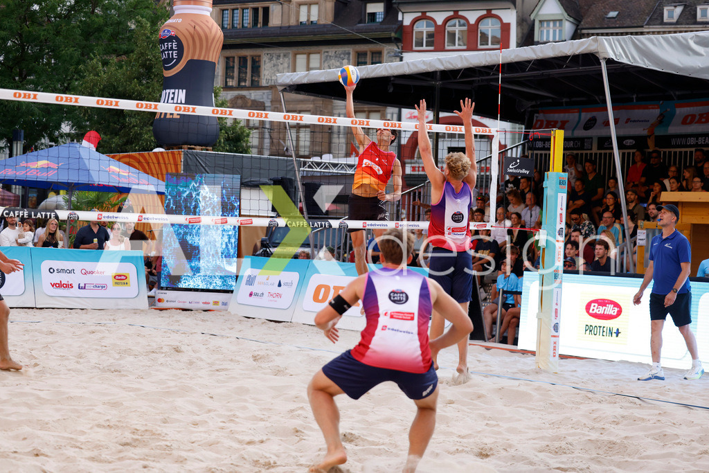 Obi BeachTour 2026 - Basel | BASEL, SWITZERLAND - JULY 18: MAËL MASSEREY (SUI) during the Obi BeachTour 2026 match between MASSEREY / SCHNEGG (SUI) and BREER / KÄLIN (SUI) at Barfüsserplatz on July 18, 2026 in Basel, Switzerland. - Realisiert mit Pictrs.com