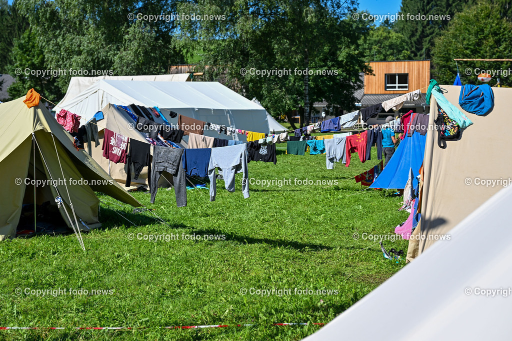 Scout Camp Austria_ 11.08.2023-16 | 11.08.2023, Berg am Attersee, AUT, Scout Camp Austria 2023, im Bild Zeltstadt im Camp, Waesche zum trocknen