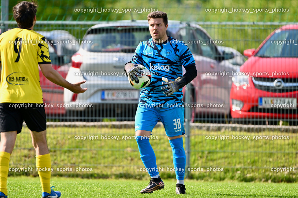 SC Landskron vs. FC Faakersee | #9 Thomas Unterguggenberger FC Faakersee, #38 Michael Lessiak FC Faakersee, SC Landskron vs. FC Faakersee, SC Landskron vs. FC Faakersee am 27.04.2025 in Villach (Sportanlage Landskron), Austria, (Photo by Bernd Stefan)