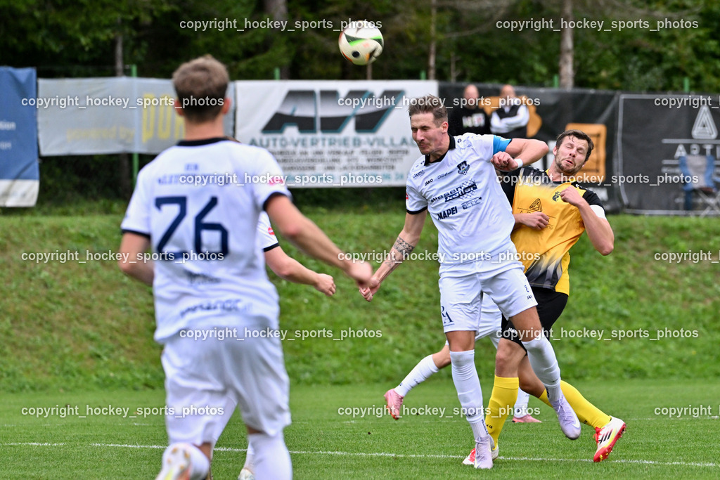 SV Arnoldstein vs. ATUS Velden | #8 Fabian Kopeinig ATUS Velden, #31 Roman Binter SV Arnoldstein, SV Arnoldstein vs. ATUS Velden, SV Arnoldstein vs. ATUS Velden am 16.09.2025 in Arnoldstein (Waldparkstadion Arnoldstein), Austria, (Photo by Bernd Stefan)