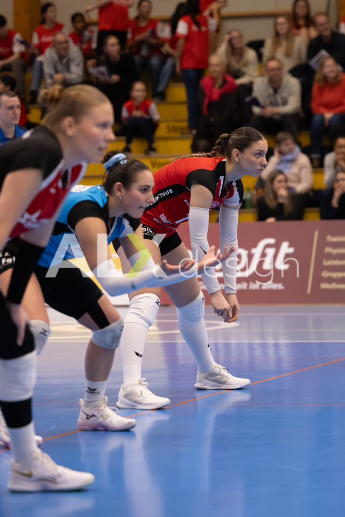 Volleyball I Frauen I Saison 2025-2026 I Volleyball NLA | Women I Round 16 I VC Kanti Schaffhausen - Viteos NUC I 31.01.2026 | 17 Leana Zuvic (CH) (VC Kanti Schaffhausen) - Aussen  //  12 Isabella Loffreda (CH) (VC Kanti Schaffhausen) – Libera  //  9 Jordan Lockwood (USA) (VC Kanti Schaffhausen) – Diagonal - Realisiert mit Pictrs.com