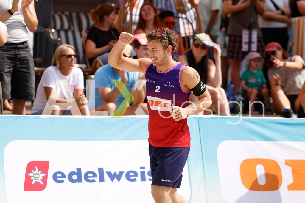 Obi BeachTour 2026 - Basel | BASEL, SWITZERLAND - JULY 19: YVES HAUSSENER (SUI) during the Obi BeachTour 2026 match between HAGENBUCH / HAUSSENER (SUI) and LEITNER / KINDL (AUT) at Barfüsserplatz on July 19, 2026 in Basel, Switzerland. - Realisiert mit Pictrs.com