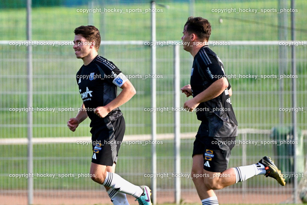 SC Landskron vs. Thal Assling  | #27 Dominik Klaus Kofler Thal Assling, #11 Pascal Oliver Kofler Thal Assling, Jubel Thal  Assling, SC Landskron vs. Thal Assling , SC Landskron vs. Thal Assling  am 09.08.2024 in Villach (Sportanlage Landskron), Austria, (Photo by Bernd Stefan)