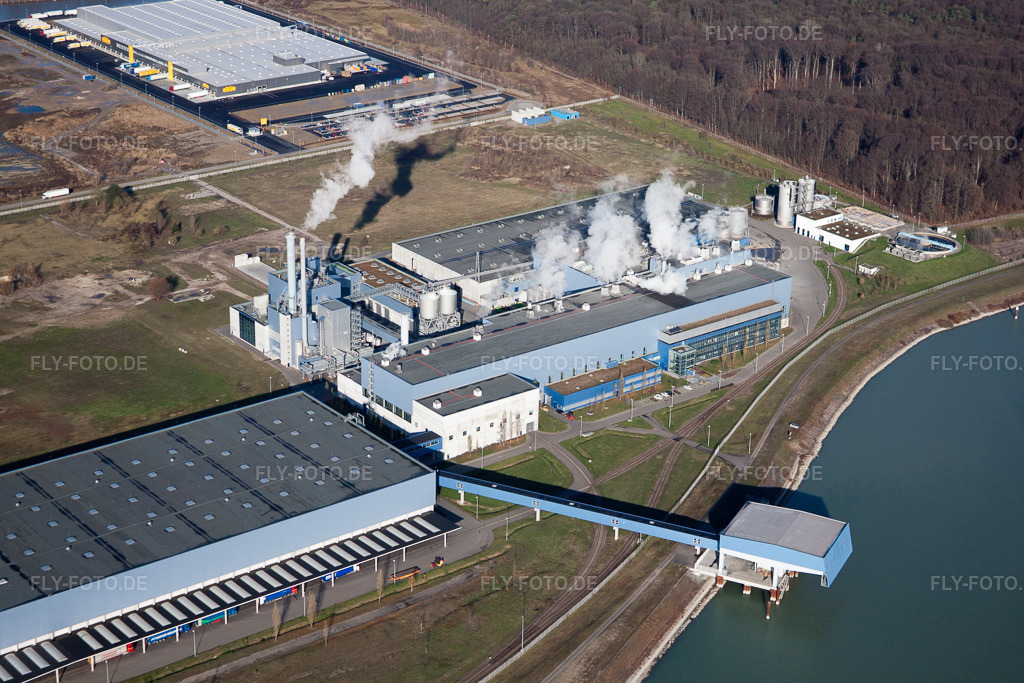 Luftbild: Papierfabrik Palme im Industrie- und Gewerbegebiet in Wörth am Rhein im Bundesland Rheinland-Pfalz in Deutschland. Foto: IMG_23234.jpg vom 02.12.2009 durch Werner Riehm/FLY-FOTO.de