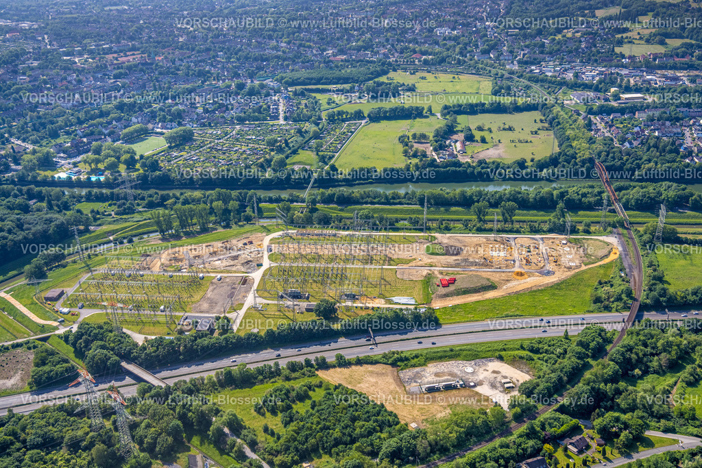 Bottrop220501908 | Luftbild, Station Büscherhof Umspannwerk, Brahmkampstraße, Vondern, Oberhausen, Ruhrgebiet, Nordrhein-Westfalen, Deutschland