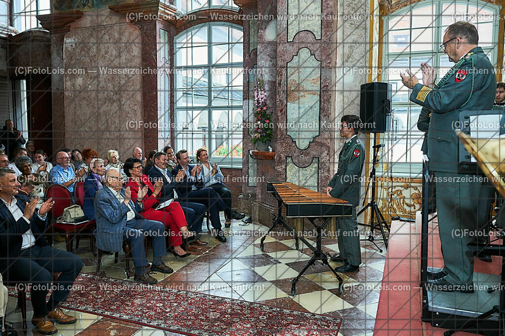 ALS1548_XXXIX-Chopin-Festival_Ausklang_Militaermusikkapelle NOe | (C)FotoLois.com, Alois Spandl, XXXIX. internationales CHOPIN-Festival in der Kartause Gaming, AUSKLANG in der Barockbibliothek mit der Militärmusik Niederösterreich unter der Leitung von Militärkapellmeister Oberst Adolf Obendrauf, So 6. August 2023.