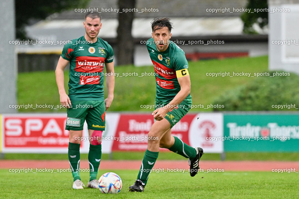 SV Rapid Lienz vs. URC Thal Assling | #7 Antonel Cabraja Rapid Lienz, #5 Manuel Eder Rapid Lienz, 7 Antonel Cabraja Rapid Lienz, #5 Manuel Eder Rapid Lienz, SV Rapid Lienz vs. URC Thal Assling, SV Rapid Lienz vs. URC Thal Assling am 08.06.2024 in Lienz (Dolomiten Satadion), Austria, (Photo by Bernd Stefan)