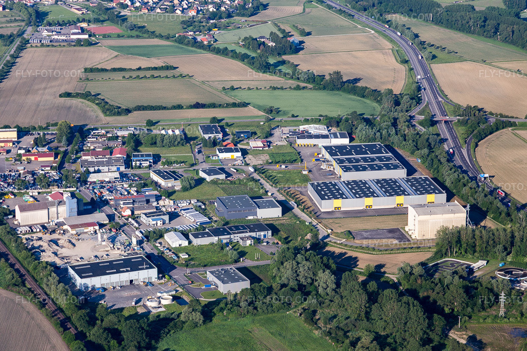 Aerial view: Ried Industrial Zone in Herrlisheim in the state Bas-Rhin, France.Photo: IMG_115008.jpg taken on 06/01/2019 by Werner Riehm/FLY-FOTO.comResolution of the original: 5472 x 3648 px