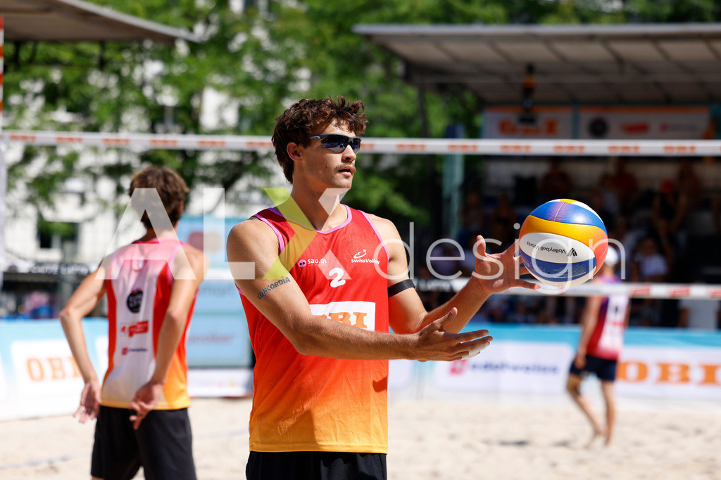 Obi BeachTour 2026 - Basel | BASEL, SWITZERLAND - JULY 18: SIMON LEFFLER (SUI) during the Obi BeachTour 2026 match between ALLEMANN / LEFFLER (SUI) and MASSEREY / SCHNEGG (SUI) at Barfüsserplatz on July 18, 2026 in Basel, Switzerland. - Realisiert mit Pictrs.com