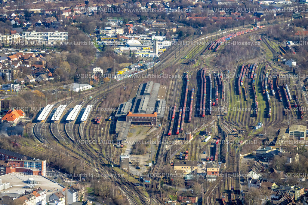 Herne230211766 | Luftbild, Güterbahnhof Herne und Wanne-Eickel Hauptbahnhof, Wanne, Herne, Ruhrgebiet, Nordrhein-Westfalen, Deutschland