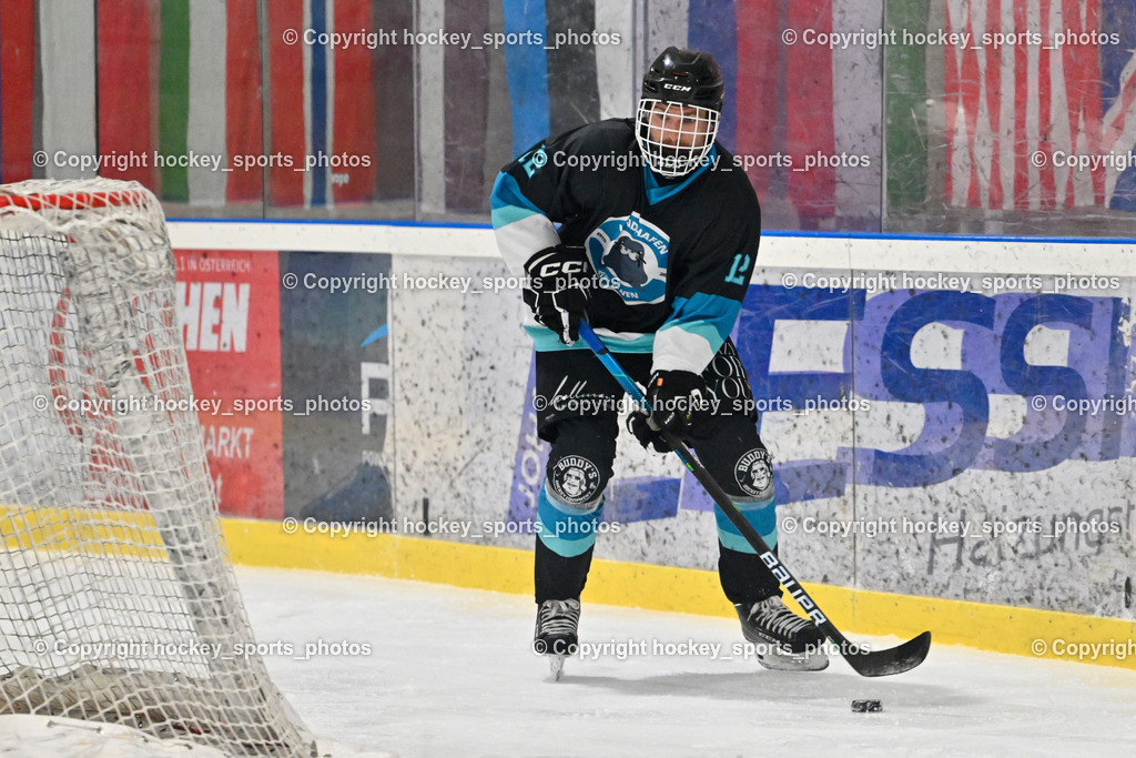 Lendhafen Seelöwen vs. Spartans Althofen | #12 Cijan Alexander Lendhafen Seelöwen, Lendhafen Seelöwen vs. Spartans Althofen, Lendhafen Seelöwen vs. Spartans Althofen am 14.02.2025 in Ferlach (HTC Eishalle Ferlach), Austria, (Photo by Bernd Stefan)