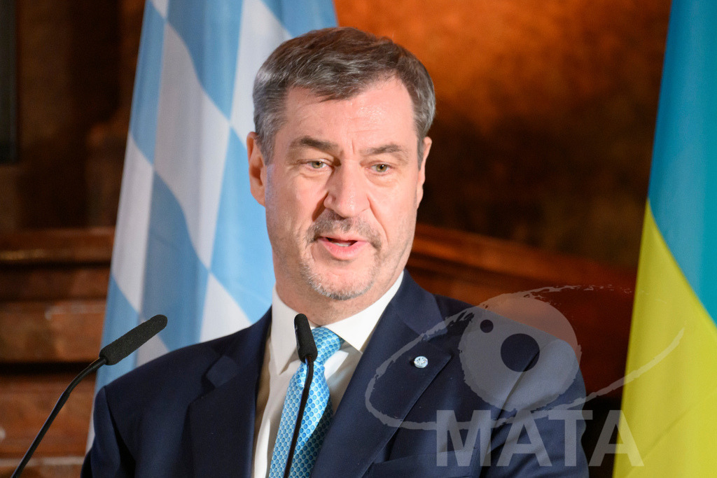 _DWA0592 | Bayerns Ministerpräsident Markus Söder (CSU) hält eine Rede in der Münchner Residenz bei der Verleihung des Ewald-von-Kleist-Preises.Der diesjährige Ewald-von-Kleist-Preis wird am Rande der Münchner Sicherheitskonferenz 2026 an das ukrainische Volk vergeben. München, 14.02.2026 Bayern Deutschland - Realisiert mit Pictrs.com