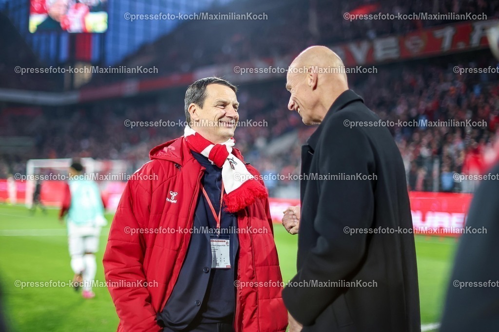 1FC04022601008 | 04.02.2026, Fußball, UEFA Youth League, U19 1. FC Köln - Inter Mailand, Sechzehntelfinale, RheinEnergie-STADION, Saison 2025 2026: Ulf Sobek (Vizepräsident) neben Jörn Stobbe (Präsident)  DFB regulations prohibit any use of photographs as image sequences and or quasi-video.