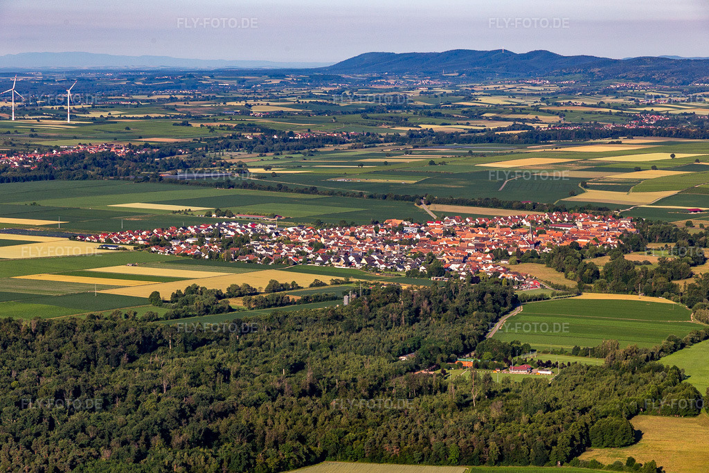 Luftbild: Dorfansicht in Steinweiler im Bundesland Rheinland-Pfalz in Deutschland. Foto: IMG_007819.jpg vom 21.06.2020 durch Werner Riehm/FLY-FOTO.de