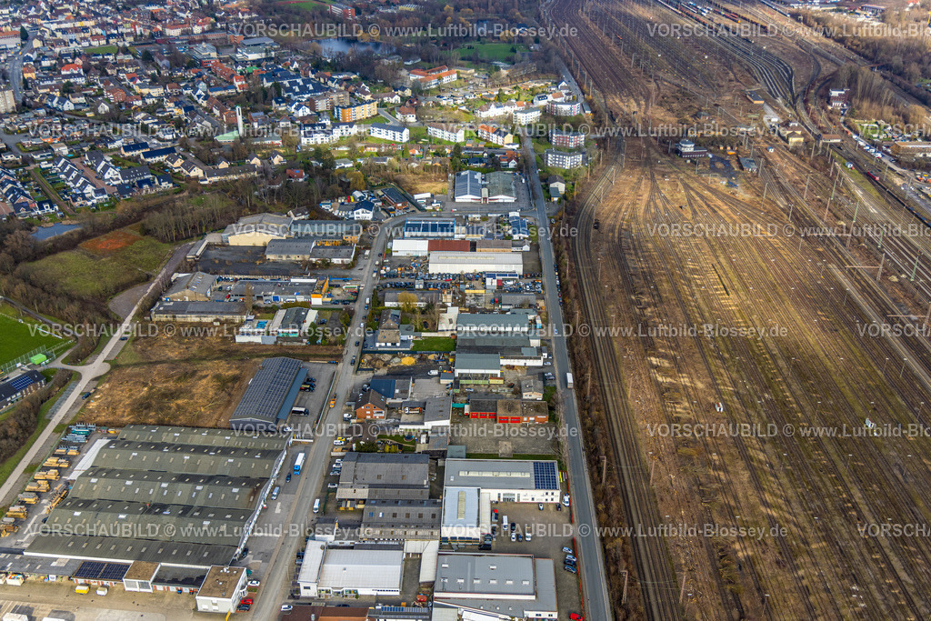 Hamm230215515 | Luftbild, Rangierbahnhof Hamm, Gewerbegebiet Schieferstraße, Stadtbezirk Pelkum, Hamm, Ruhrgebiet, Nordrhein-Westfalen, Deutschland