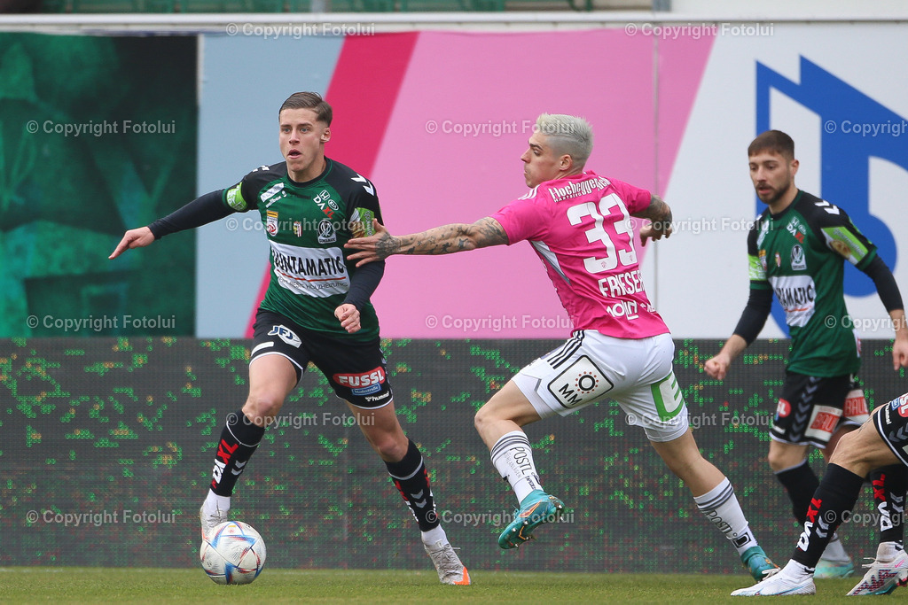 A_LUI_20230212_0012 | SPORT FUSSBALL ADMIRAL BUNDESLIGA SV RIED VS TSV HARTBERG
IM BILD: Michael Martin (SV Ried), Dominik Frieser (TSV Hartberg)

FOTO:FOTOLUI/UW