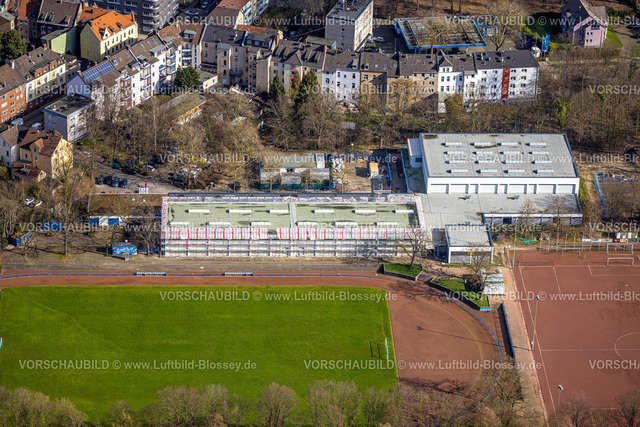 Gelsenkirchen230211616 | Luftbild, Sportanlage, Sporthalle Renovierung, Ückendorf, Gelsenkirchen, Ruhrgebiet, Nordrhein-Westfalen, Deutschland