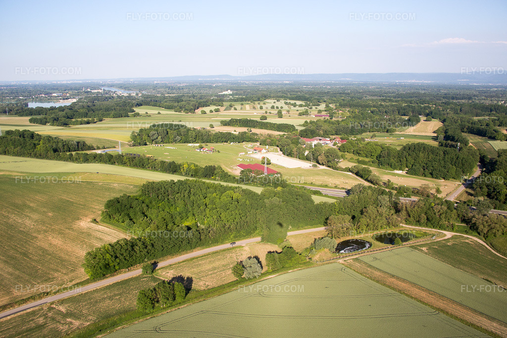 Aerial view: View of the town in Neewiller-près-Lauterbourg in the state Bas-Rhin, France.Photo: IMG_080167.jpg taken on 06/05/2015 by Werner Riehm/FLY-FOTO.comResolution of the original: 5472 x 3648 px