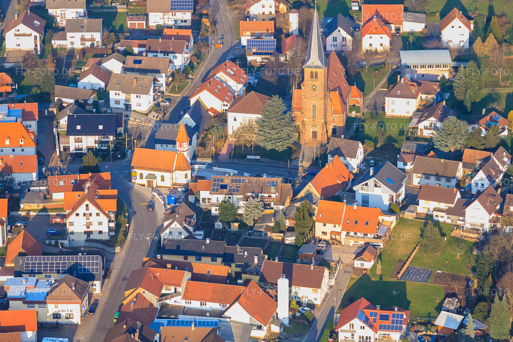Luftbild: St. Anna und St. Annen Kapelle in Bischweier im Bundesland Baden-Württemberg in Deutschland. Foto: IMG_62031.jpg vom 31.01.2014 durch Werner Riehm/FLY-FOTO.deWWW.EKIKUBI.DE