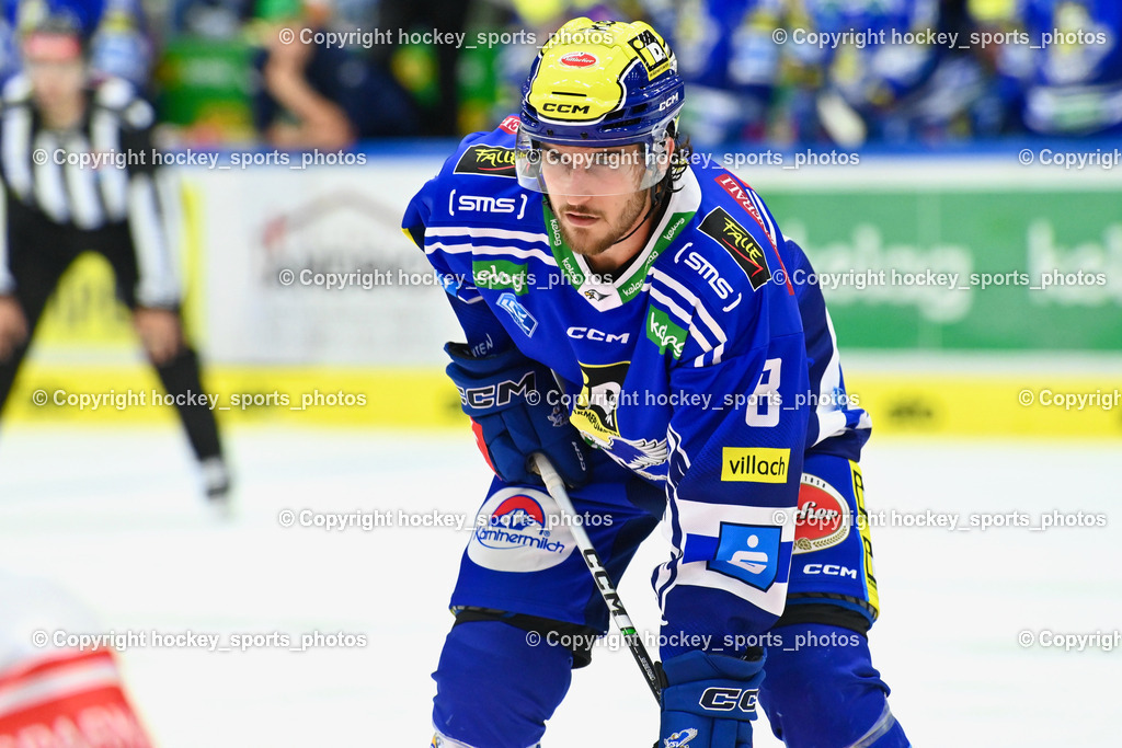 EC IDM Wärmepumpen VSV vs. HC Bozen 19.9.2023 | #8 REBERNIG Maximilian,  win2day icehockeyleague, EC IDM Wärmepumpen - HC Bozen  am 19.09.2023 in Villach (Stadhalle Villach), Austria, (Photo by Bernd Stefan)