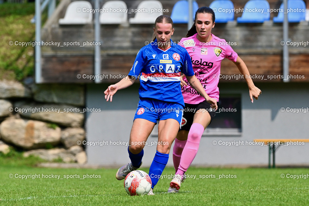Carinthians Hornets vs. GAK 1902 Frauen | #10 Nadine Kügerl GAK, #13 Marie Lessacher Carinthians Hornets, Carinthians Hornets vs. GAK 1902 Frauen, Carinthians Hornets vs. GAK 1902 Frauen am 01.09.2024 in Sachsenburg (Sportplatz Sachsenburg), Austria, (Photo by Bernd Stefan)