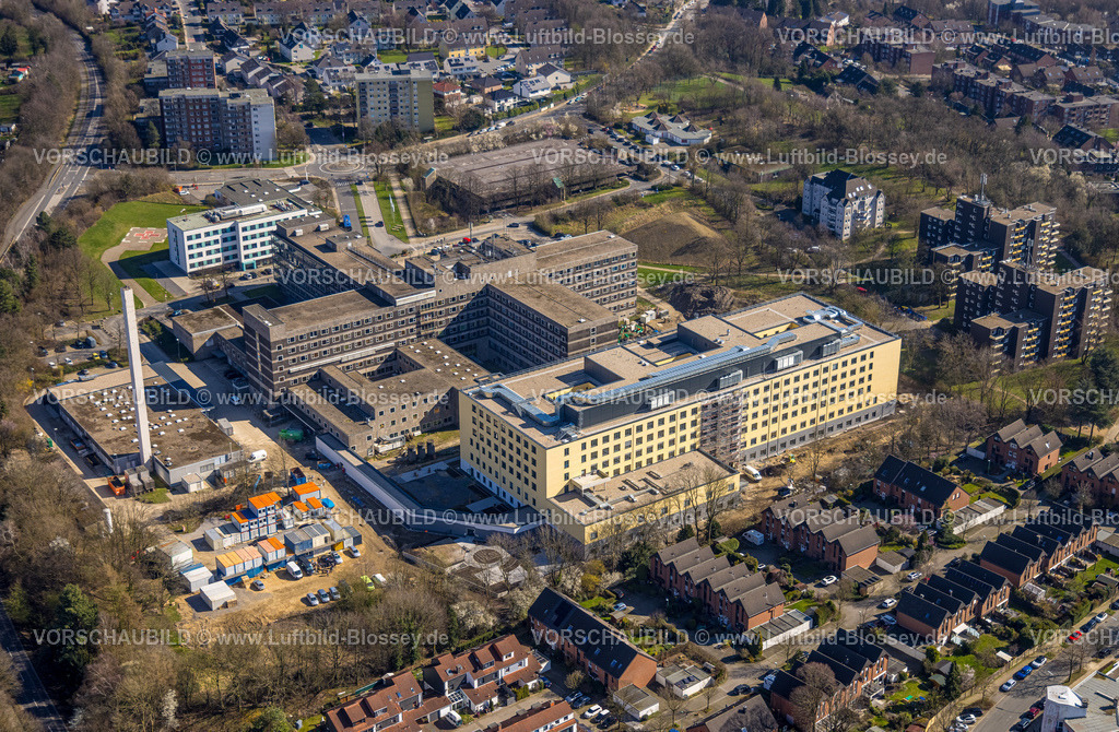 Velbert240301859 | Luftbild, Helios Klinikum Niederberg Krankenhaus mit Neubau Erweiterungsbau, Wohngebiet, Velbert, Ruhrgebiet, Nordrhein-Westfalen, Deutschland