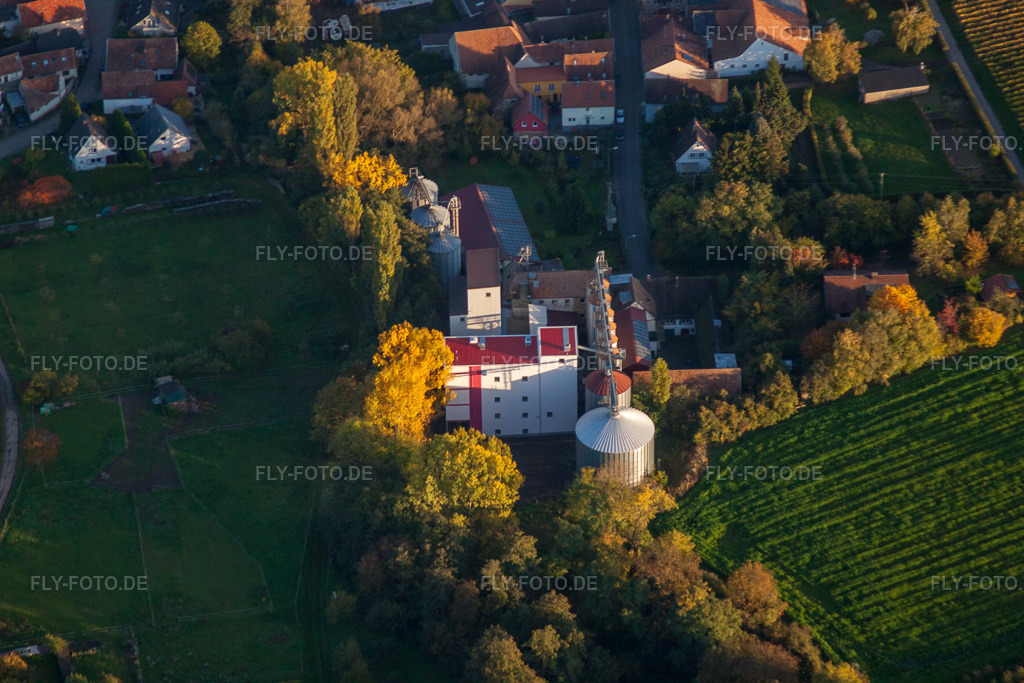 Luftbild: Bischoff-Mühl im Ortsteil Appenhofen in Billigheim-Ingenheim im Bundesland Rheinland-Pfalz in Deutschland. Foto: IMG_60666.jpg vom 24.10.2013 durch Werner Riehm/FLY-FOTO.de