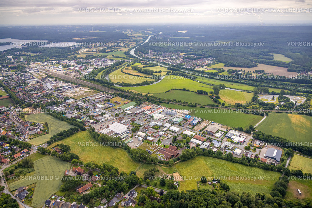Haltern220604339 | Luftbild, Gewerbegebiet Mersch, Annabergstraße, Fluss Lippe und Lippeaue, Haltern-Stadt, Haltern am See, Ruhrgebiet, Nordrhein-Westfalen, Deutschland
