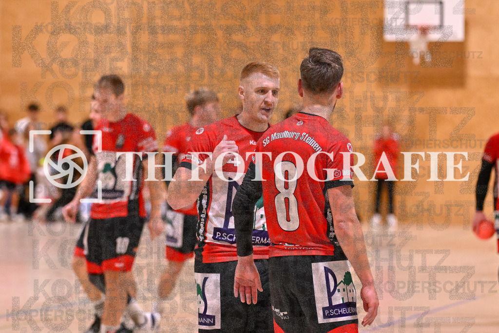 GER, SG Maulburg/Steinen - HSG Dreiland, Handball, Landesliga Suedbaden, 4. Spieltag, Saison 2024/2025, 12.10.2024 | Jannick Eichin (SG Maulburg/Steinen, #04), Jakob Tiedtke (SG Maulburg/Steinen, #08)GER, SG Maulburg/Steinen - HSG Dreiland, Handball, Landesliga Suedbaden, 4. Spieltag, Saison 2024/2025, 12.10.2024Foto: TH Fotografie/Thomas Hess