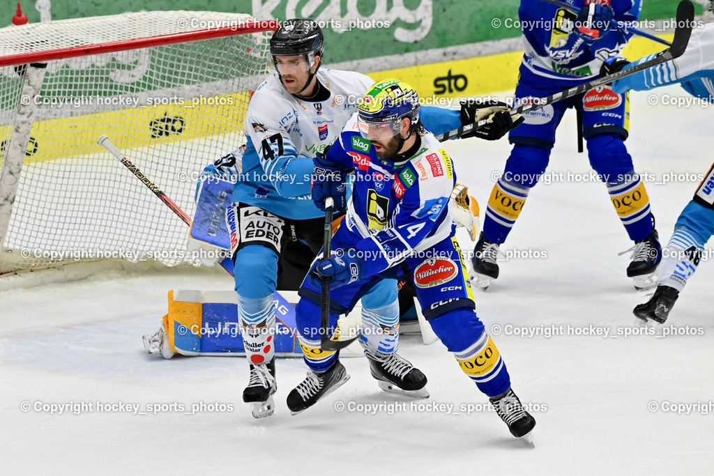 EC IDM WÄRMEPUMPEN VSV vs. Steinbach Black Wings Linz | #74 Joel Teasdale EVC VSV, #47 Logan Roe  Black Wings Linz, EC IDM WÄRMEPUMPEN VSV vs. Steinbach Black Wings Linz, EC IDM WÄRMEPUMPEN VSV vs. Steinbach Black Wings Linz am 04.03.2026 in Villach (Stadthalle Villach), Austria, (Photo by Bernd Stefan)
