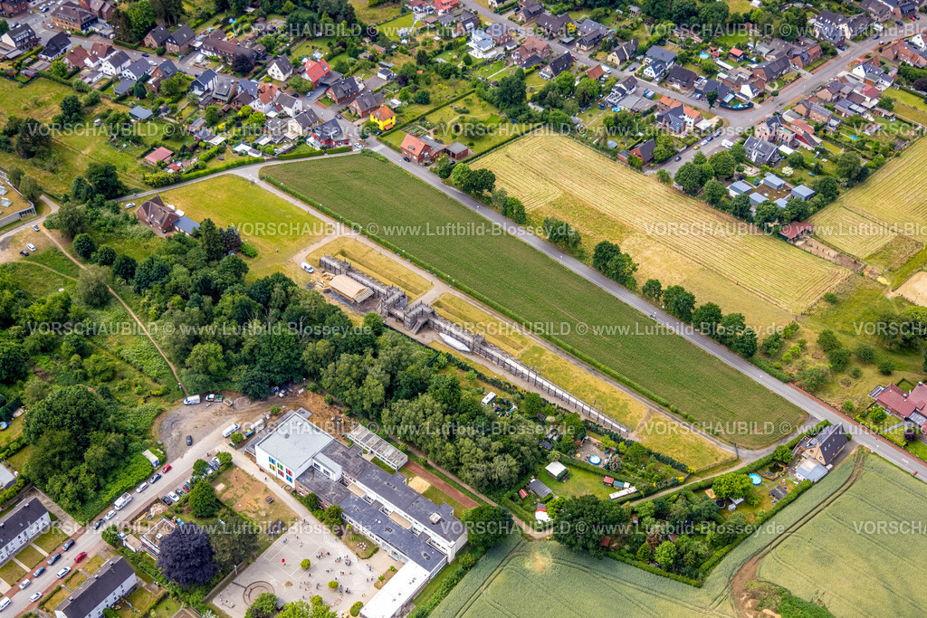 Haltern220604338 | Luftbild, Römerlager Aliso Freilichtmuseum, Silverbergschule, Haltern-Stadt, Haltern am See, Ruhrgebiet, Nordrhein-Westfalen, Deutschland