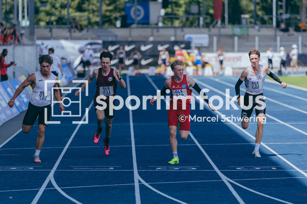 DM U23 U18 Bochum 2026 | Myles Boy (Hamburger SV), Startnummer 614, 100-Meter-Lauf Vorlauf, Deutsche Meisterschaften der U18 &amp; U23 2026, Lohrheidestadion Bochum-Wattenscheid, 04.07.2026 Foto: Marcel Schwering / sportimfokus - Realisiert mit Pictrs.com