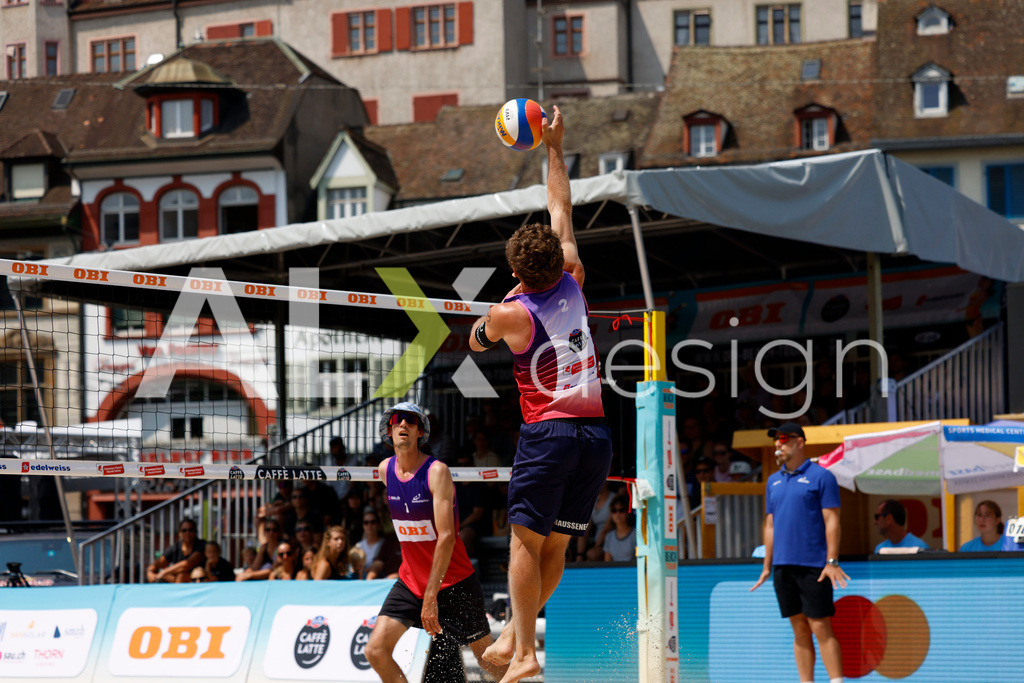 Obi BeachTour 2026 - Basel | BASEL, SWITZERLAND - JULY 19: YVES HAUSSENER (SUI) during the Obi BeachTour 2026 match between DILLIER / FLÜCKIGER (SUI) and HAGENBUCH / HAUSSENER (SUI) at Barfüsserplatz on July 19, 2026 in Basel, Switzerland. - Realisiert mit Pictrs.com