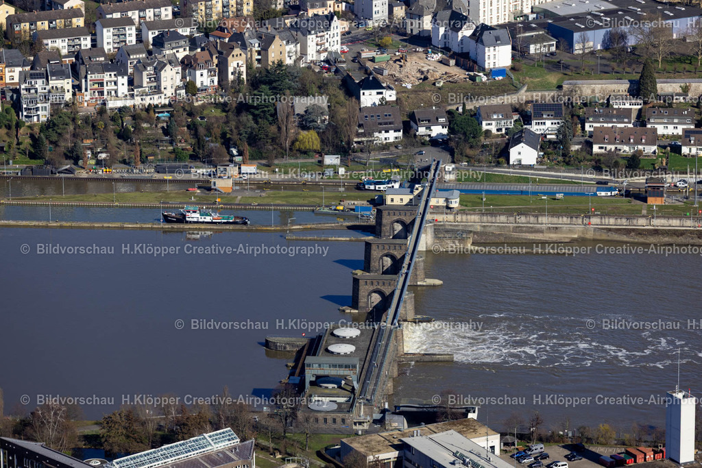 Luftbilder Koblenz-9934 | Luftbildfotografie Staustufe am Ufer des Flußverlauf " Staustufe Koblenz " in Koblenz im Bundesland Rheinland-Pfalz - Realisiert mit Pictrs.com