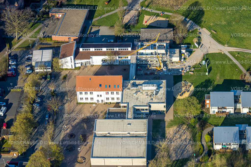 Olfen250405824 | Luftbild, Wieschhofschule Olfen mit Baustelle, Olfen-Stadt, Olfen, Münsterland, Nordrhein-Westfalen, Deutschland