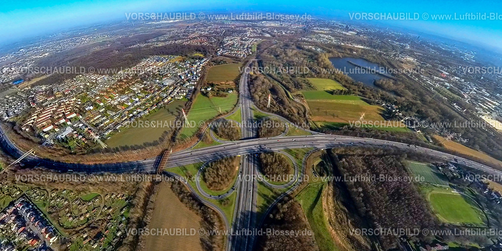 Dortmund240190059BAB-KreuzDortmund-Hafen-Mallinckrodtstrasse | Luftbild, Autobahnkreuz Ausfahrt Dortmund-Hafen, BAB Autobahn A45 und Mallinckrodtstraße, Wohngebiet Ortsteil Rahm und Wischlingen, See und Naturschutzgebiet Hallerey, Erdkugel, Fisheye Aufnahme, Fischaugen Aufnahme, 360 Grad Aufnahme, tiny world, little planet, fisheye Bild, Jungferntal, Dortmund, Ruhrgebiet, Nordrhein-Westfalen, Deutschland