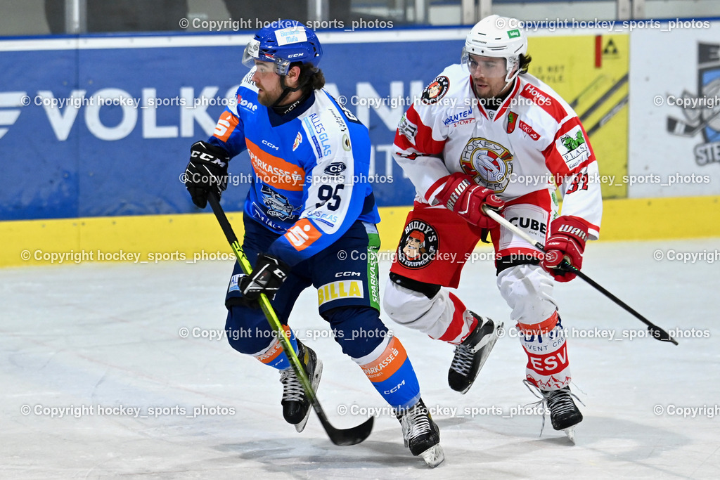ESC Steindorf vs. ESV Ferlach  | #95 Gelfanov Ruslan ESC Steindorf, #81 Potocnik Kristof ESV Ferlach, ESC Steindorf vs. ESV Ferlach , ESC Steindorf vs. ESV Ferlach  am 15.02.2026 in Steindorf (Ossiachersee Halle), Austria, (Photo by Bernd Stefan)