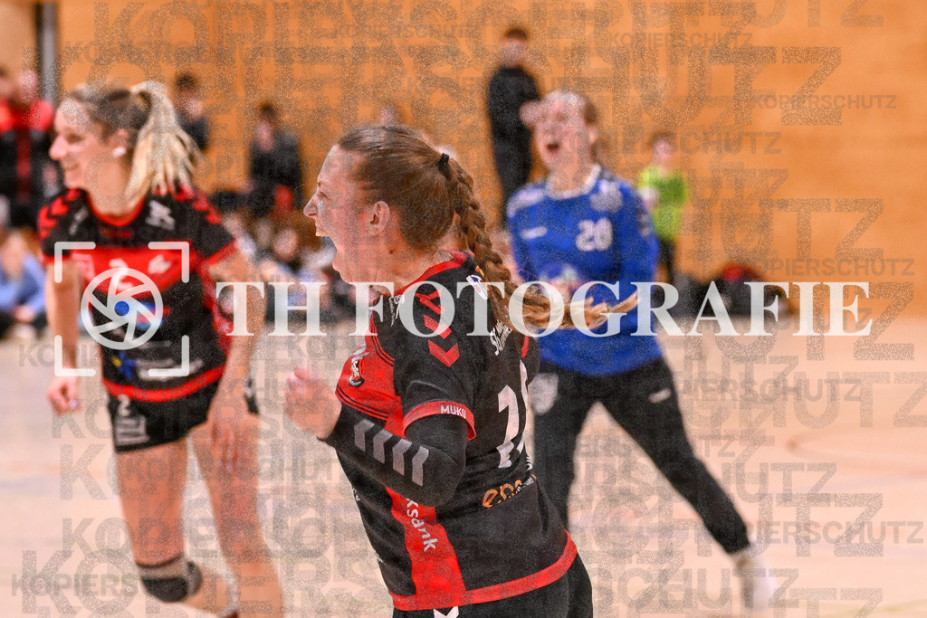 GER, SG Maulburg/Steinen - SG Muggensturm/Kuppenheim, Handball, Suedbadenliga, 17. Spieltag, Saison 2023/2024, 09.03.2024 | Jubel bei Alicia Spangenberg (SG Muggensturm/Kuppenheim, #19)

GER, SG Maulburg/Steinen - SG Muggensturm/Kuppenheim, Handball, Suedbadenliga, 17. Spieltag, Saison 2023/2024, 09.03.2024

Foto: TH Fotografie/Thomas Hess