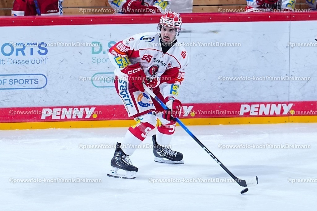 xYDR12102501077 | 12.10.2025, xydrx, Eishockey, DEL2, Düsseldorfer EG - Eispiraten Crimmitschau, PSD Bank Dome Düsseldorf: Gregory Kreutzer (Eispiraten Crimmitschau #55)