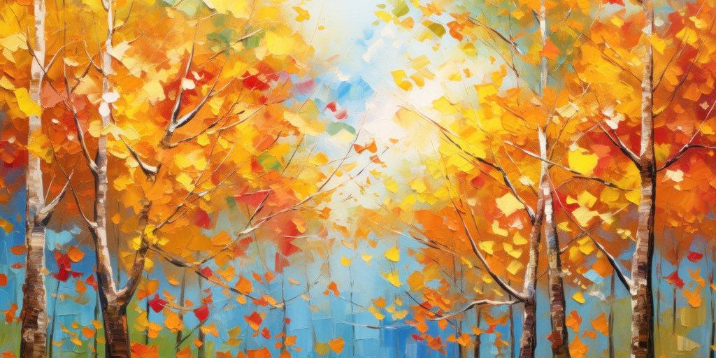 2307213 - Indian Summer | Bestellen Sie dieses digitale Gemälde eines Herbstwaldes als hochwertigen Kunstdruck auf Leinwand, Acrylglas, Dibond oder als Poster.