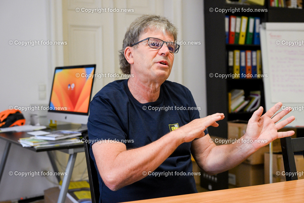 Heinz Zauner (Geschaeftsfuehrer Arge fuer Obdachlose_ Kupfermuckn)_ 12.06.2023-6 | 12.06.2023, Linz, AUT, Arge fuer Obdachlose, Kupfermuckn, im Bild Heinz Zauner (Geschaeftsfuehrer Arge fuer Obdachlose, Kupfermuckn)