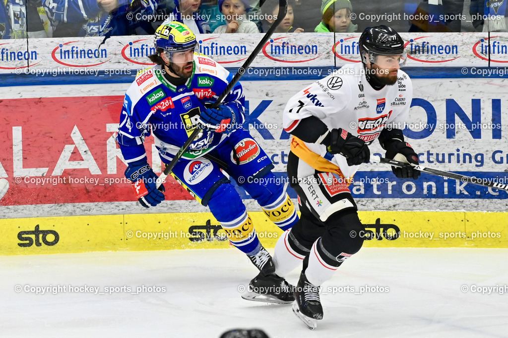 EC IDM Wärmepumpen VSV vs. Pioneers Vorarlberg | #74 Joel Teasdale EVC VSV, #77 Ivan Korecky Pioneers Vorarlberg, EC IDM Wärmepumpen VSV vs. Pioneers Vorarlberg, EC IDM Wärmepumpen VSV vs. Pioneers Vorarlberg am 22.02.2026 in Villach (Stadthalle Villach), Austria, (Photo by Bernd Stefan)