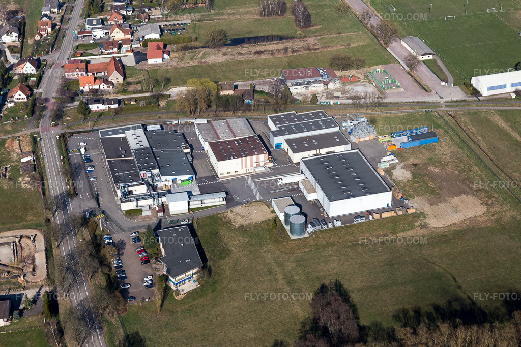 Aerial view: HB Fuller Adhesives brewery factory premises in Surbourg in the state Bas-Rhin, France.Photo: IMG_097461.jpg taken on 03/16/2017 by Werner Riehm/FLY-FOTO.comResolution of the original: 5472 x 3648 px