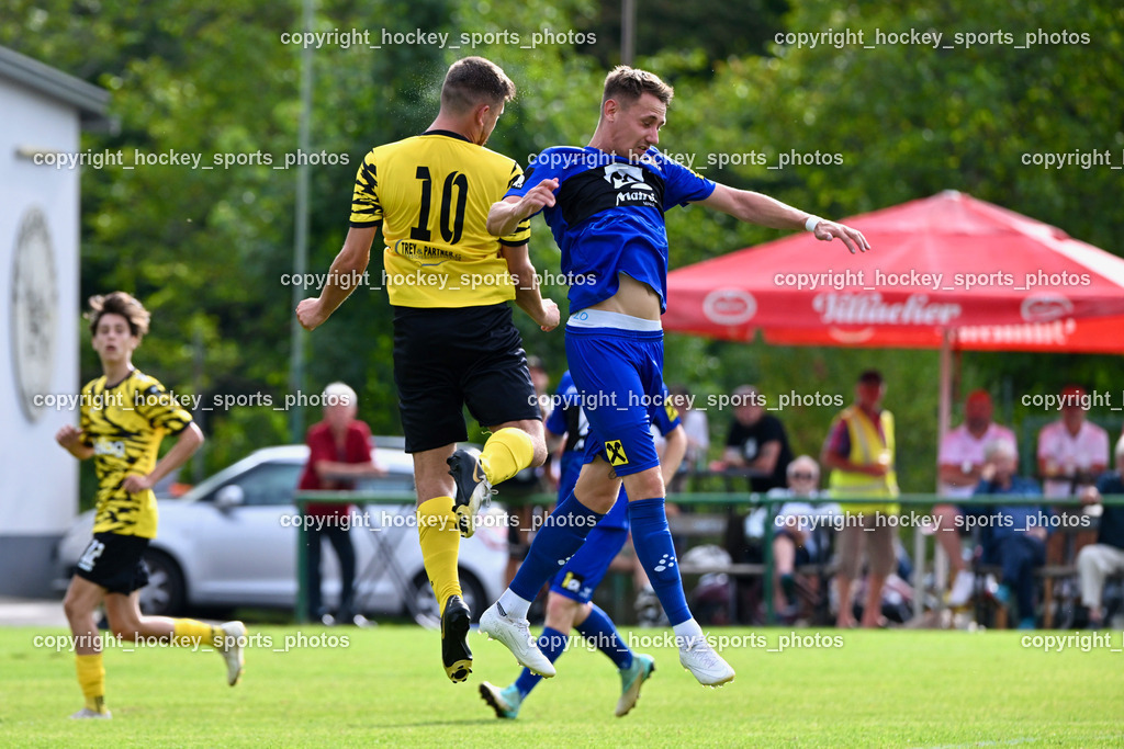 FC Faakersee vs. Union Matrei | #10 Marco Pehr FC Faakersee, #20 Luca Ronacher Matrei, FC Faakersee vs. Union Matrei, FC Faakersee vs. Union Matrei am 18.08.2024 in Finkenstein (Sportplatz Faakersee), Austria, (Photo by Bernd Stefan)